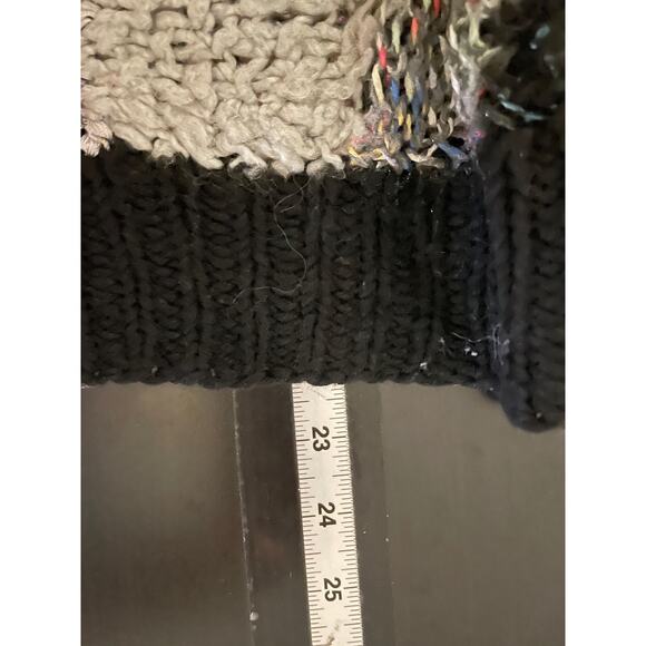 Chunky Knit Sweater Womens Large Multicolor Patchwork Short Sleeve Art to Wear - Picture 5 of 6